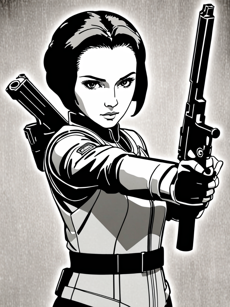 Padmé Amidala, anime, manga, 2d, ghibli, ghost in a shell, black and ...