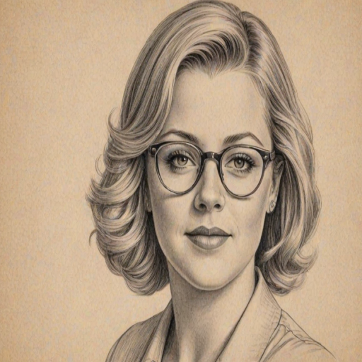 Dazzling Melissa Joan Hart, pencil sketch, portrait of Graceful woman 1935s in glasses, hair style beatnik, outline, clear lines, fine lines, 8k
