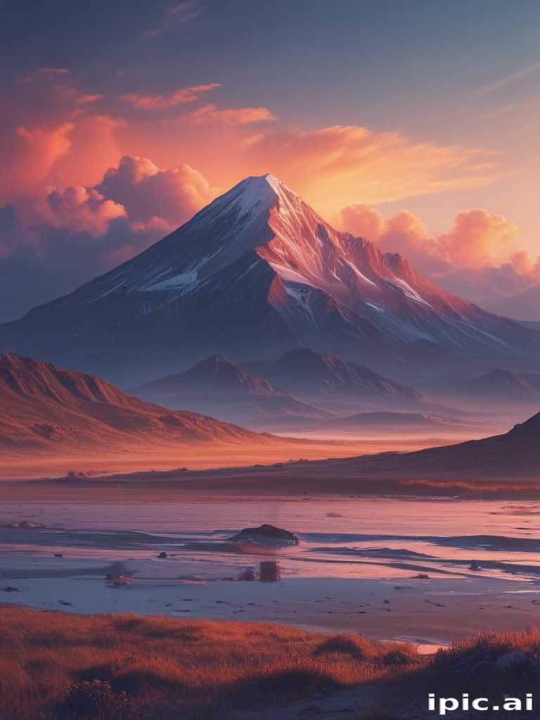 Majestic Mountain Landscape at Sunset with Vibrant Colors and Serenity.