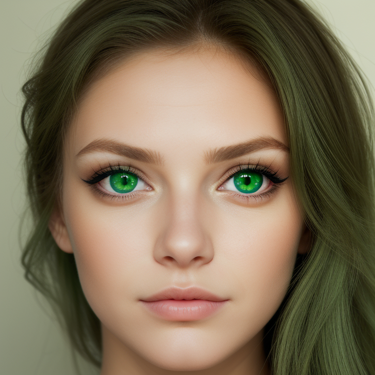 Captivating Portrait of a Young Woman with Striking Green Eyes