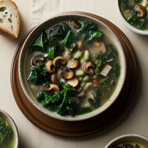 soup with kale and mushrooms