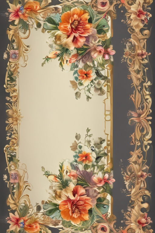 Elegant Floral Border Design with Vibrant Flowers and Decorative Elements