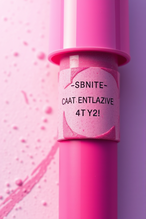 Create a highly detailed digital illustration of a pink marker with a focus on realistic textures, macro lens, f-stop 2.8, soft light, DSLR camera, overhead view.