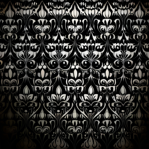 Elegant Black and White Floral Pattern with Intricate Design Details.