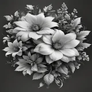 flower clipart black and white