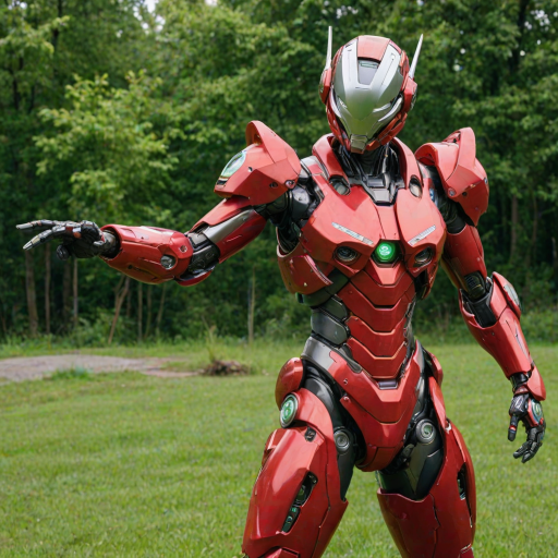 aying on back, green grass, red plugsuit, light smile, hands behind the head, from side,  dutch angle, mecha in background