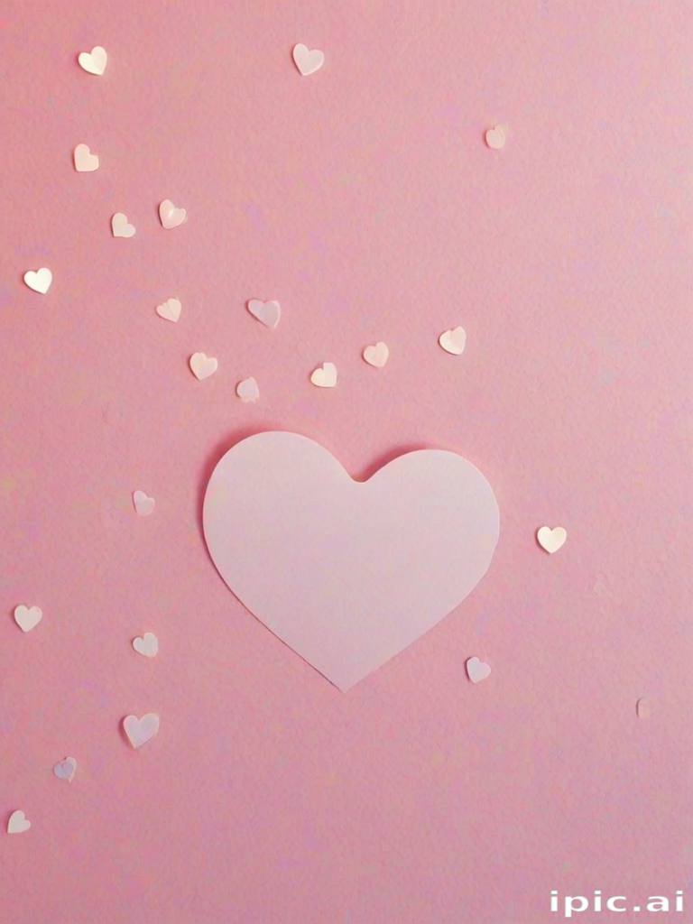 Delicate Paper Hearts Scatter Across a Soft Pink Background in Harmony