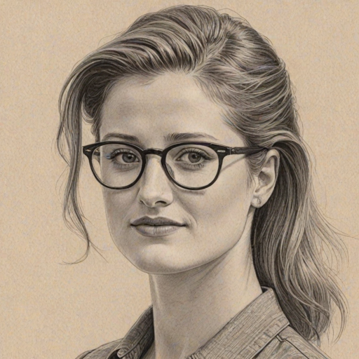 Dazzling Grace Gummer, pencil sketch, portrait of Charming woman 1956s in glasses, hair style beatnik, outline, clear lines, fine lines, 8k