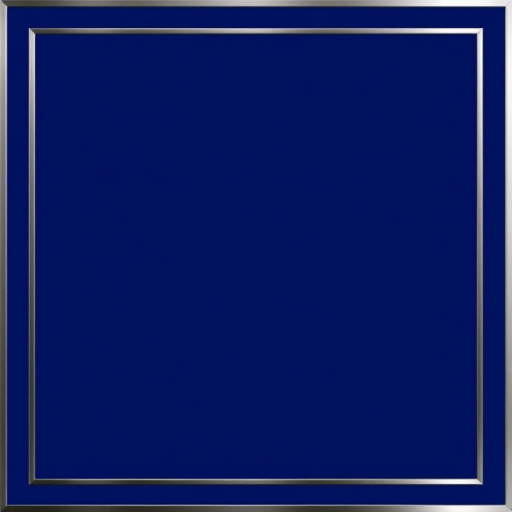 Generate an image with a solid dark blue background framed in a simple silver border, using a 50mm lens, f/1.8 aperture, ISO 100, shot from eye level with a DSLR camera in a standard mode for enhanced clarity and detail.