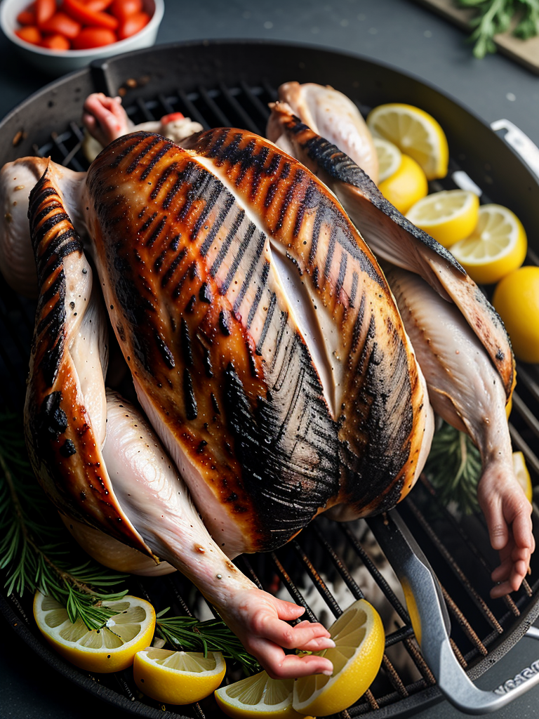 whole chicken on grill charcoal