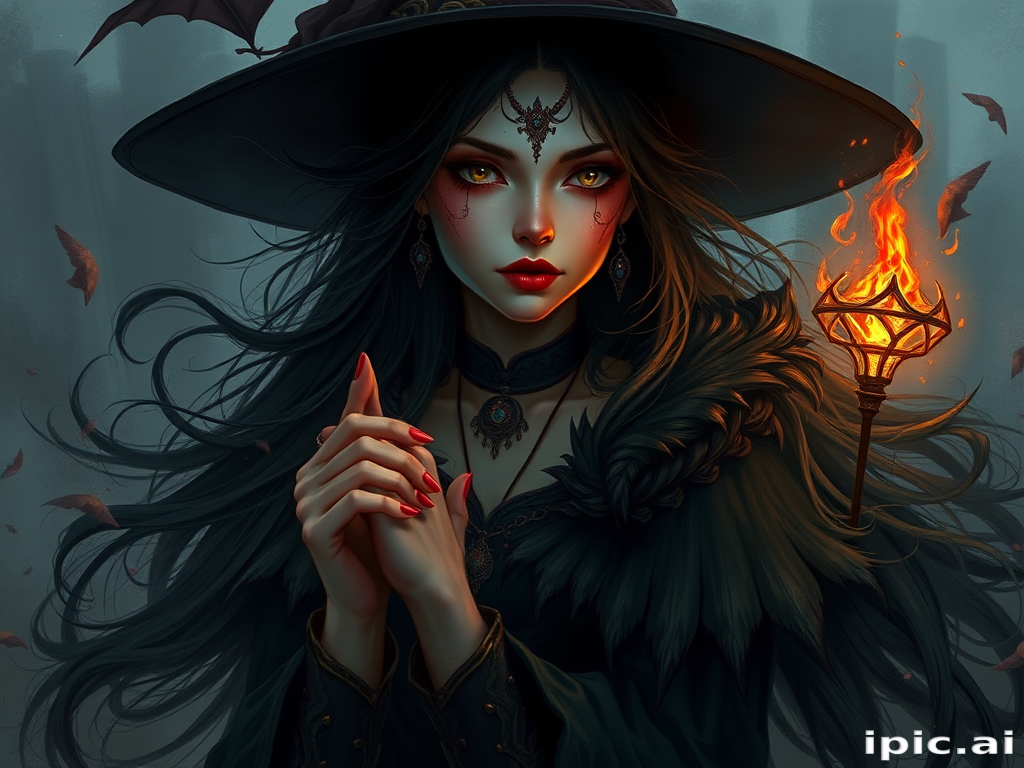 beautiful dark witch fantasy art