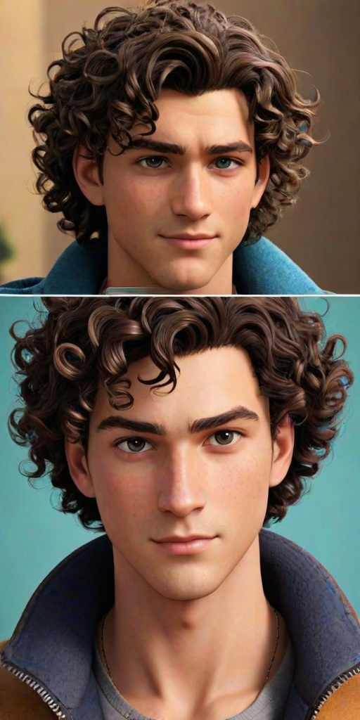 popular male cartoon characters with curly hair