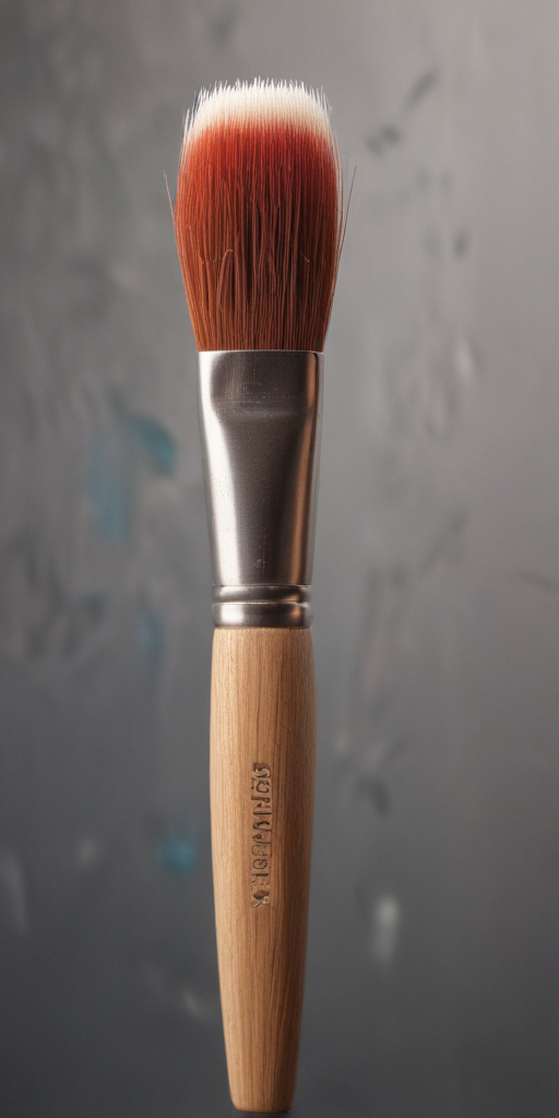 A Close-Up View of a Professional Makeup Brush with Wooden Handle