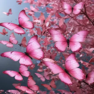 pink butterflies aesthetic