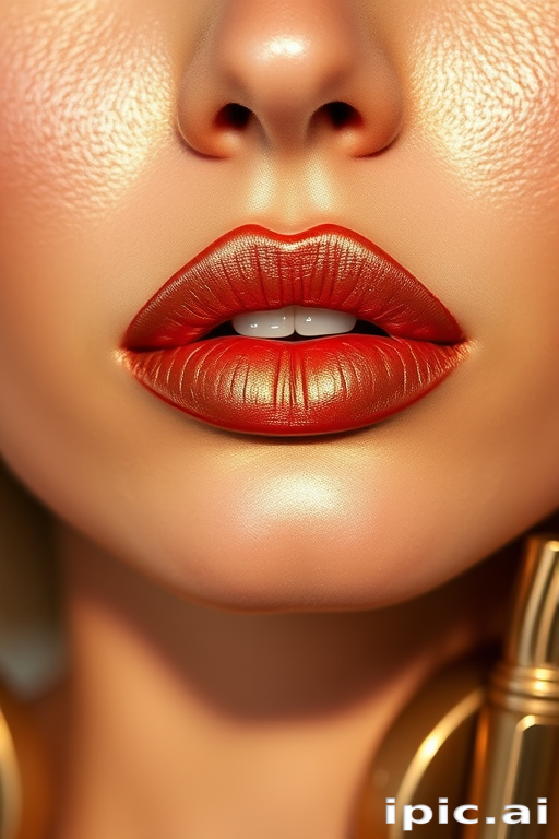Metallic Bronze Goddess lip style showcases a rich, warm metallic sheen that complements sun-kissed skin and adds a touch of glamour to any look