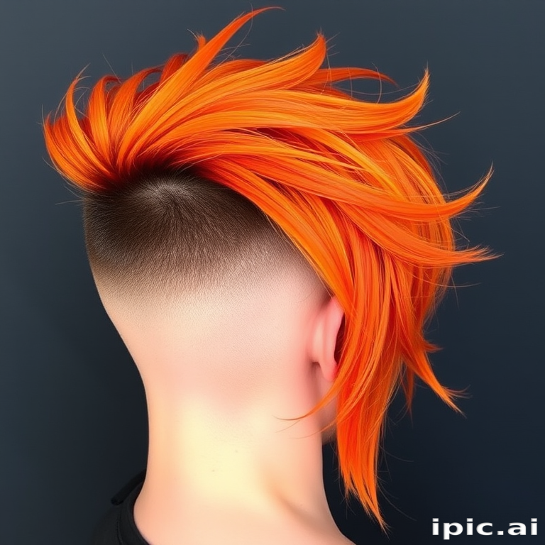 Fierce flame-inspired undercut featuring vibrant yellows and oranges, Blaze's hair ignites passion with its bold color placement and edgy asymmetrical design, shaved on one side and long on the other