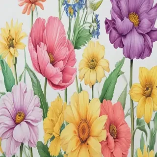 drawings of flowers with color