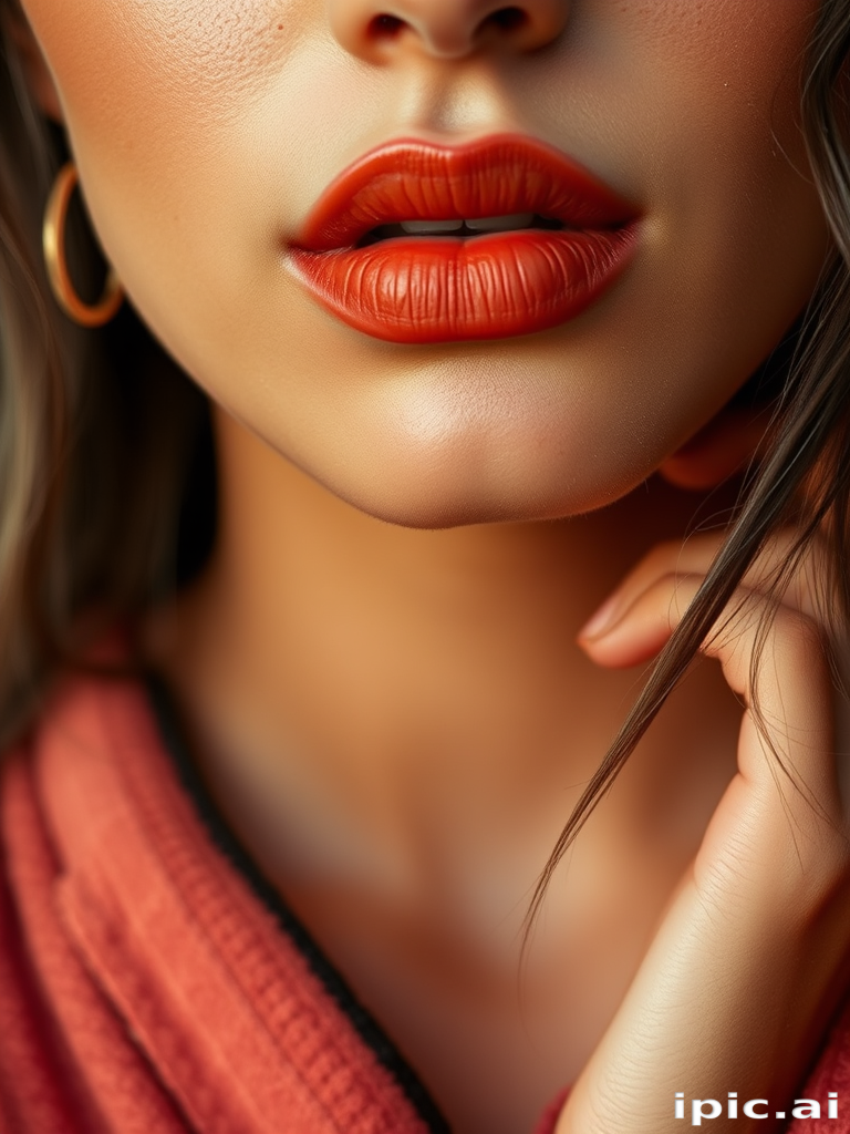 Matte terracotta lips with a suede-like texture, earthy and grounding, perfect for creating a bohemian-inspired look