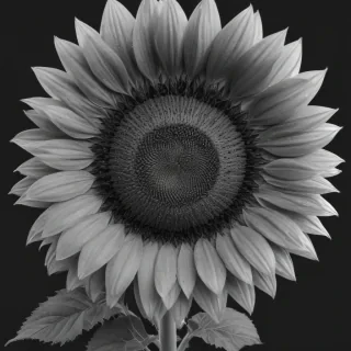 clip art sunflower black and white