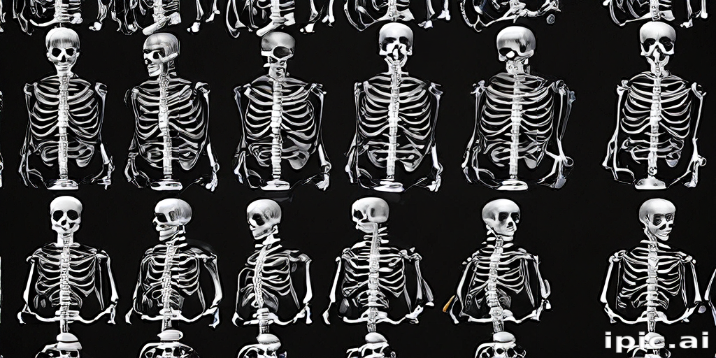 Collection of Human Skeleton Models Displayed Against a Dark Background