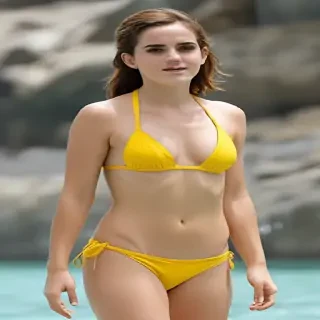 emma watson yellow bikini