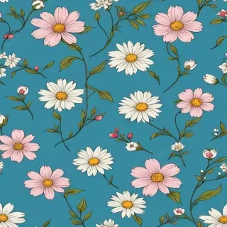 blue background with flowers