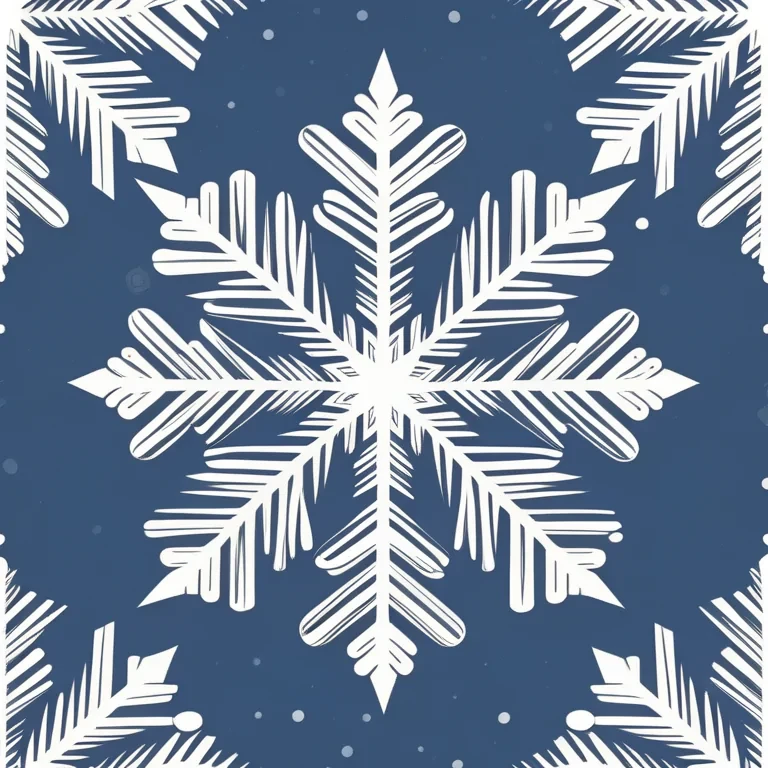 Intricate White Snowflake Pattern Against a Deep Blue Winter Background