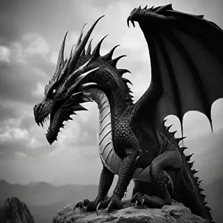 dragon black and white