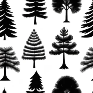 pine tree black and white clipart