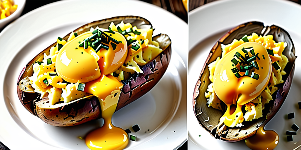 baked potato with scrambled eggs