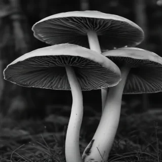 mushroom black and white