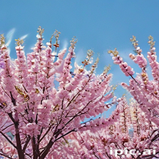 Vibrant Cherry Blossom Trees in Full Bloom Against Clear Blue Sky