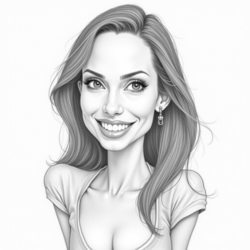 Angelina jolie caricature. A pencil-drawn caricature of the actress Angelina Jolie