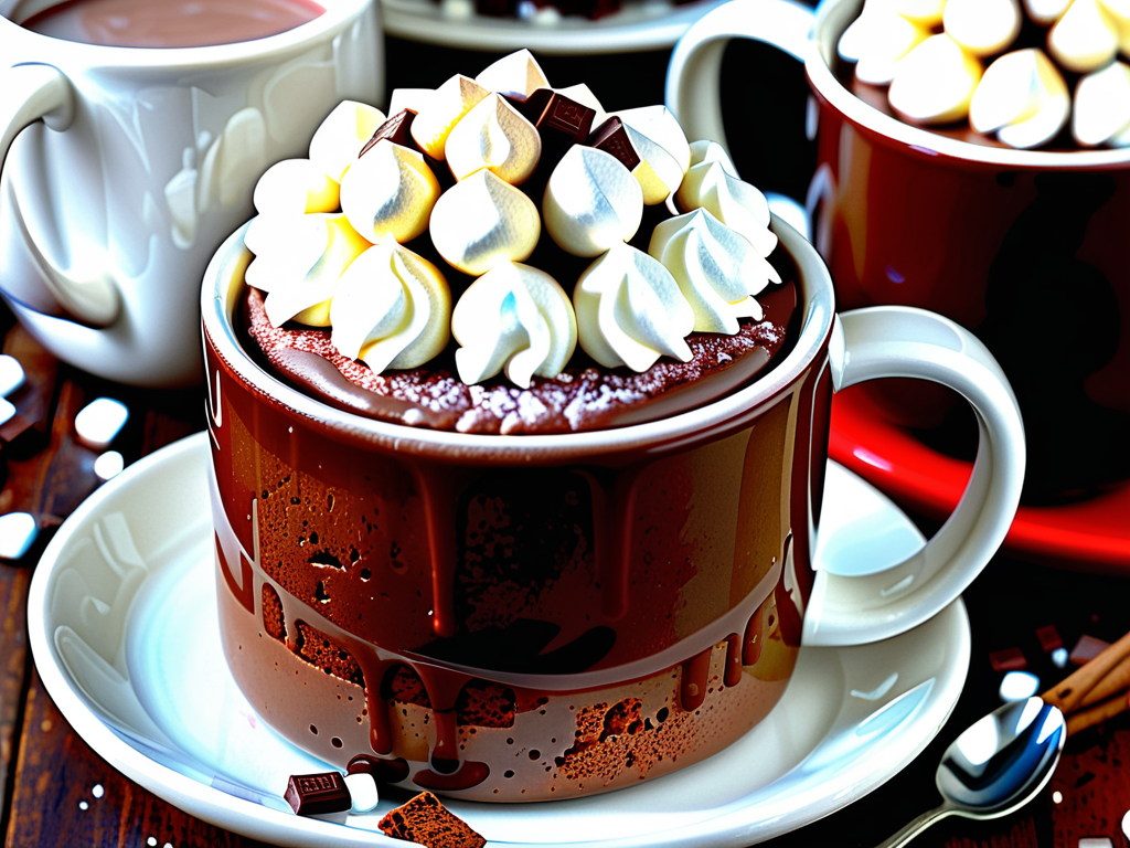 hot cocoa cake in a mug