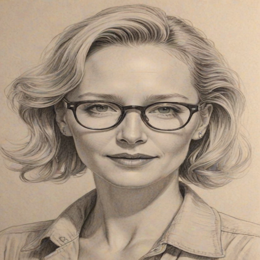 Magnificent Anne Heche, pencil sketch, portrait of Charming woman 1942s in glasses, hair style beatnik, outline, clear lines, fine lines, 8k