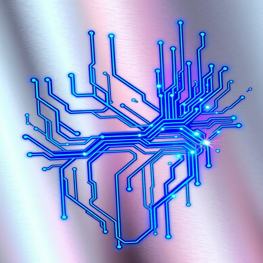 Bold "Cyberpunk Circuitry" tattoo concept incorporating vivid electric blue and neon green lines resembling computer circuits and data streams, set against a metallic silver background, with occasional bursts of holographic elements adding a three-dimensional quality to the design, perfect for tech enthusiasts and futurists who want to showcase their love for cutting-edge technology and digital aesthetics