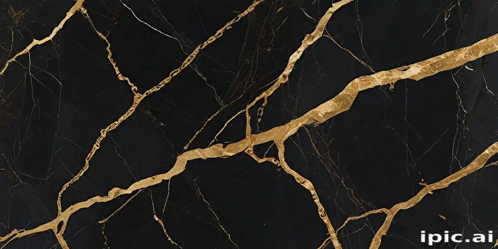 Elegant Black Marble with Striking Gold Veins and Textures Design.