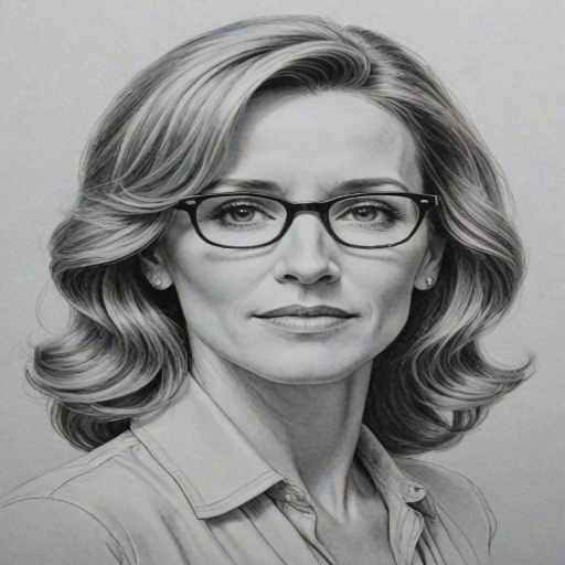 Gorgeous Felicity Huffman, pencil sketch, portrait of Gorgeous woman 1940s in glasses, hair style beatnik, outline, clear lines, fine lines, 8k