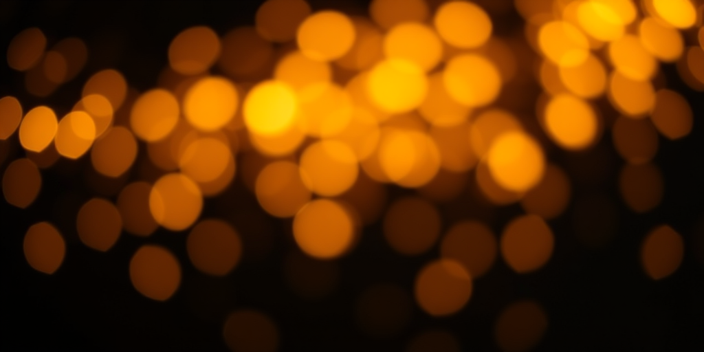 Generate a high-quality abstract image of golden bokeh lights on a dark background, use a Canon EOS R5 camera with a 50mm f/1.8 lens, settings at ISO 100, aperture f/1.8, and a shutter speed of 1/200 sec, focus in a shallow depth of field to enhance the softness and glow of the lights.