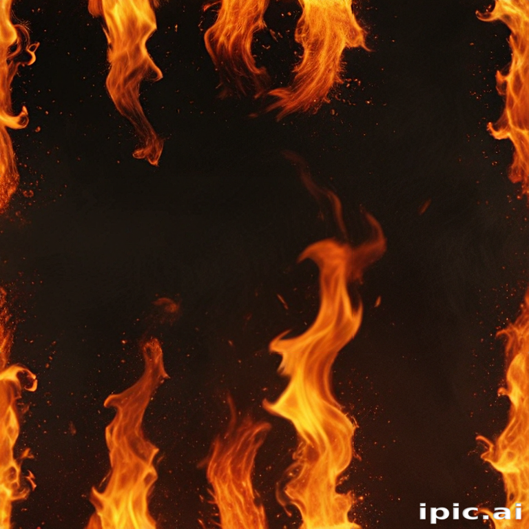 Vibrant Flames Dancing Against a Dark Background in Striking Formation