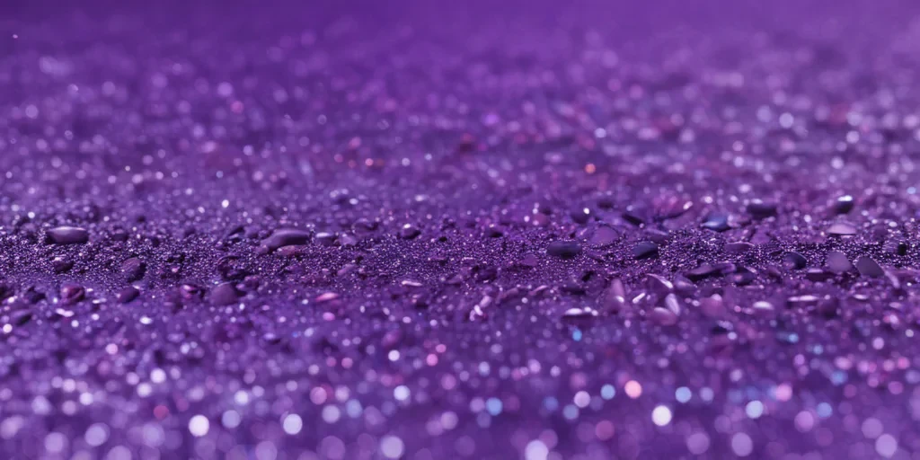 Captivating Close-Up of Sparkling Purple Water Droplets on a Surface