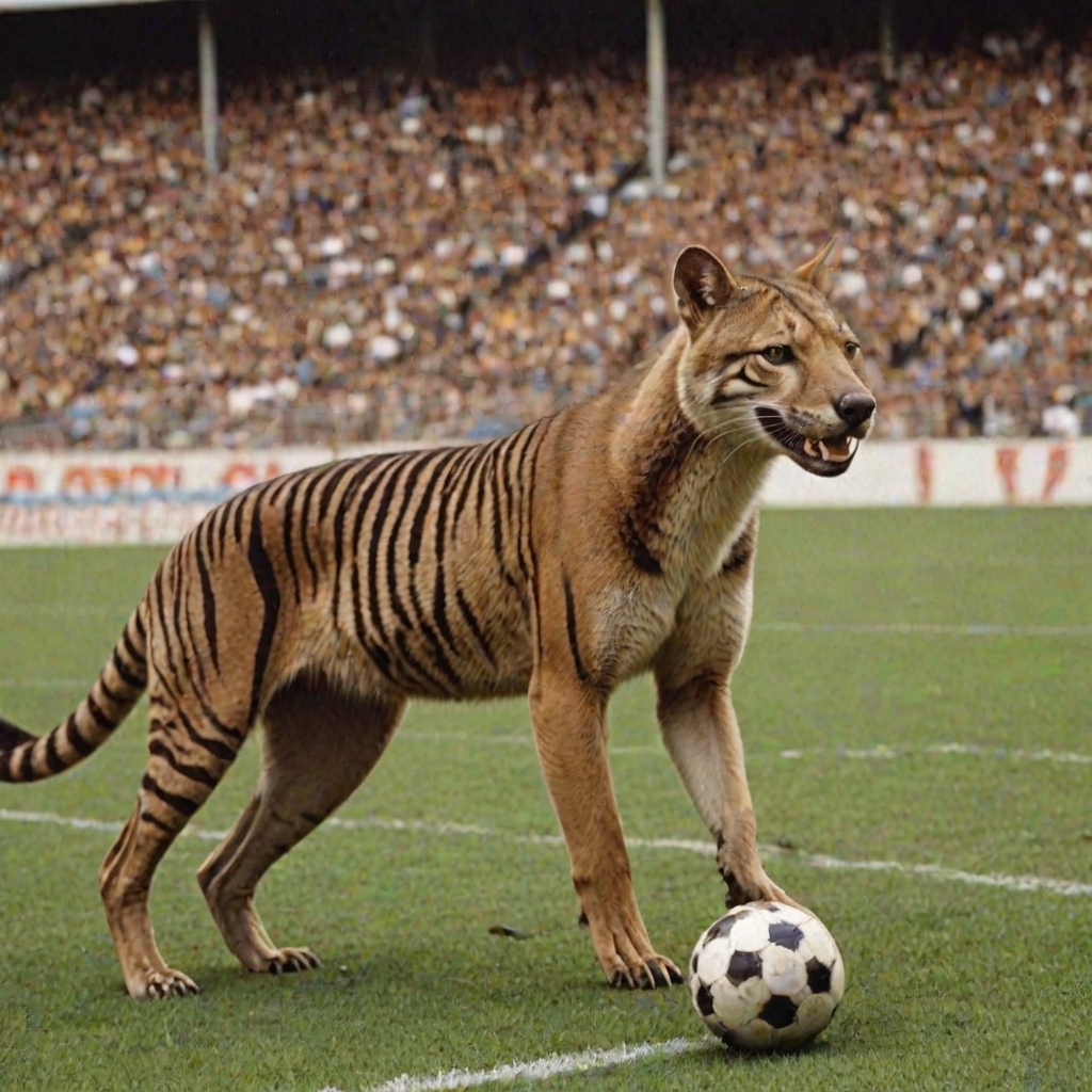 Thylacine in a football stadium