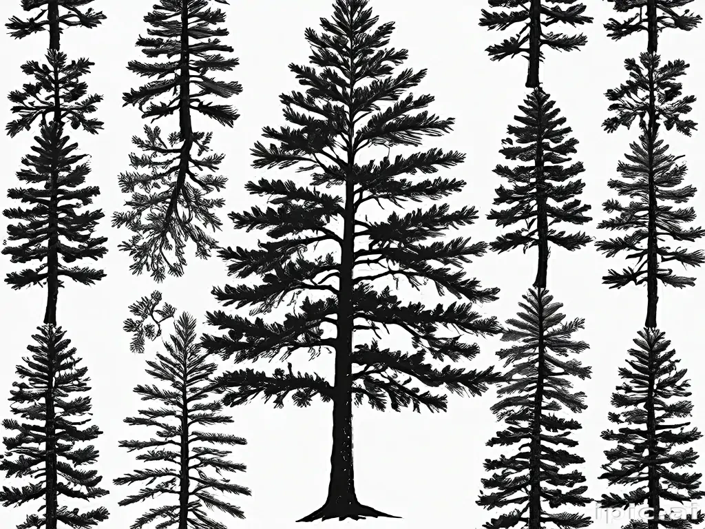 black and white pine tree clipart