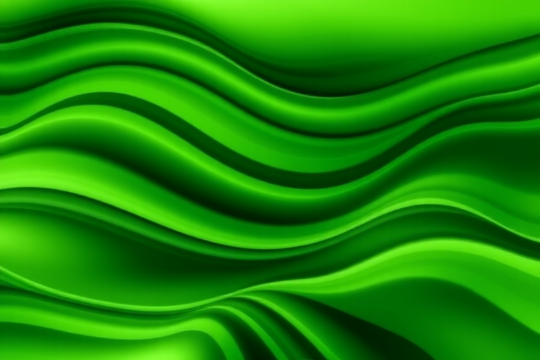 Generate an abstract image of wavy striped patterns in varying shades of green and black, with smooth gradients and a dynamic flow, captured with a DSLR camera at f/8 aperture, ISO 100, 1/250 second shutter speed, using a wide-angle lens to enhance depth and detail.