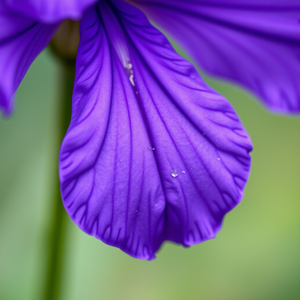create a close-up image of a vibrant purple flower with intricate petal details and a soft blurred background