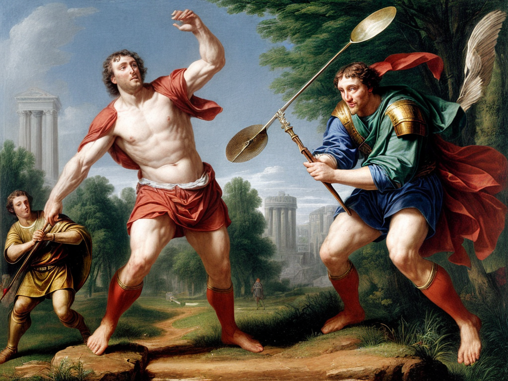 David defeating the giant Goliath
