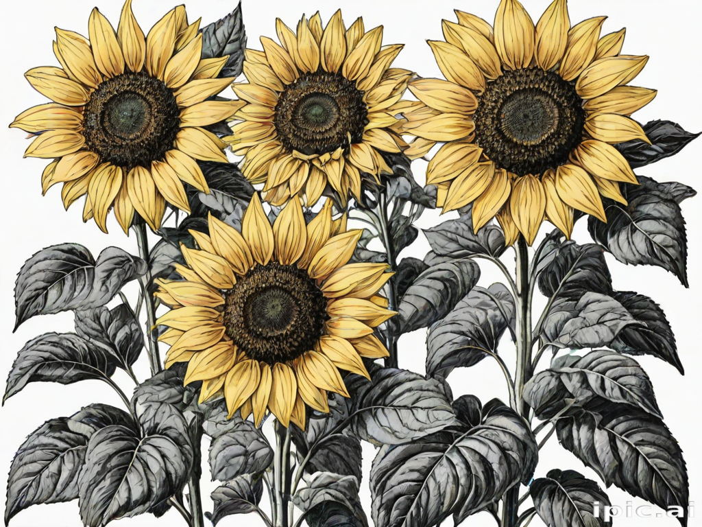 clip art sunflower black and white