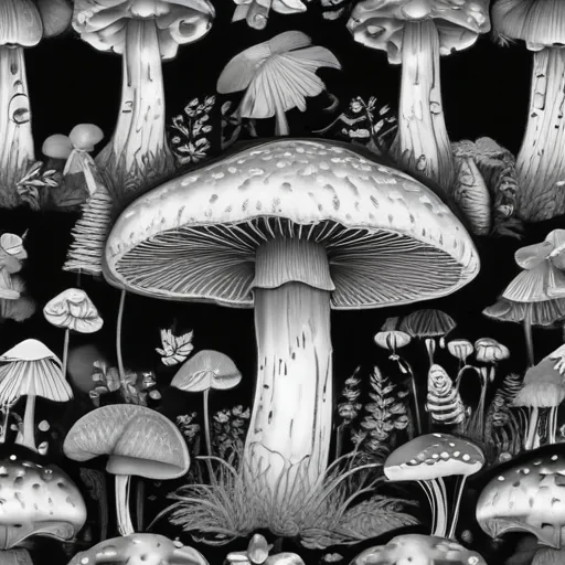 mushroom clipart black and white