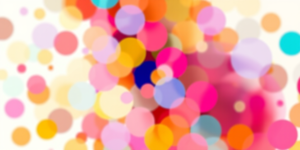 Generate an abstract image of colorful circles on a bright background with high saturation and contrast, using a DSLR camera with a 50mm lens, f/1.8 aperture, ISO 100, and a shallow depth of field to enhance details and vibrancy.