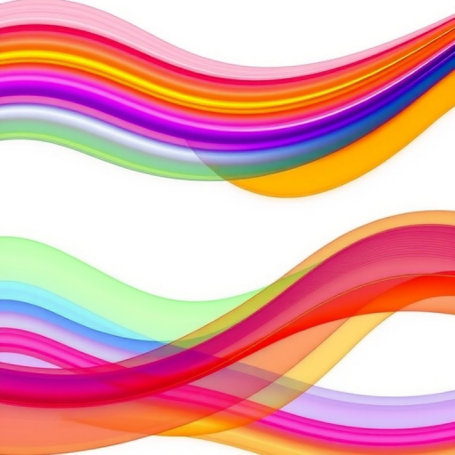 Create an image of colorful wavy lines in vibrant rainbow hues flowing seamlessly across a white background, captured with a Nikon D850 camera, 50mm lens, f/8 aperture, ISO 100, and high dynamic range styling, ensuring sharpness and clarity.